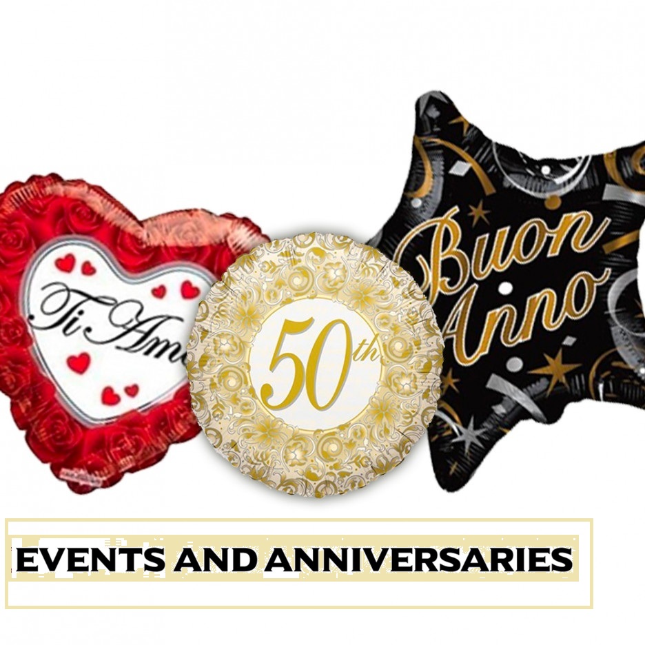 Event- und Jubiläumsballons mit Herzmotiv, 50th-Jubiläum und Neujahrsmotiv