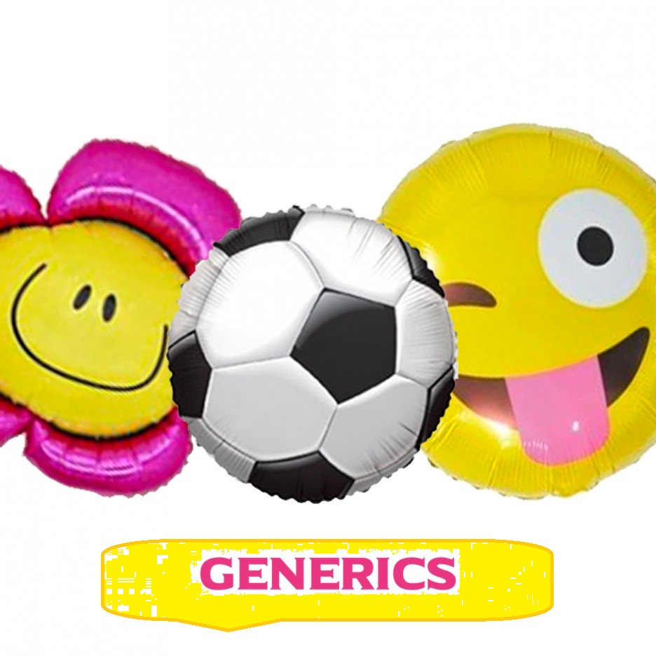 Generische Motivballons mit Blume, Fußball und Emoji