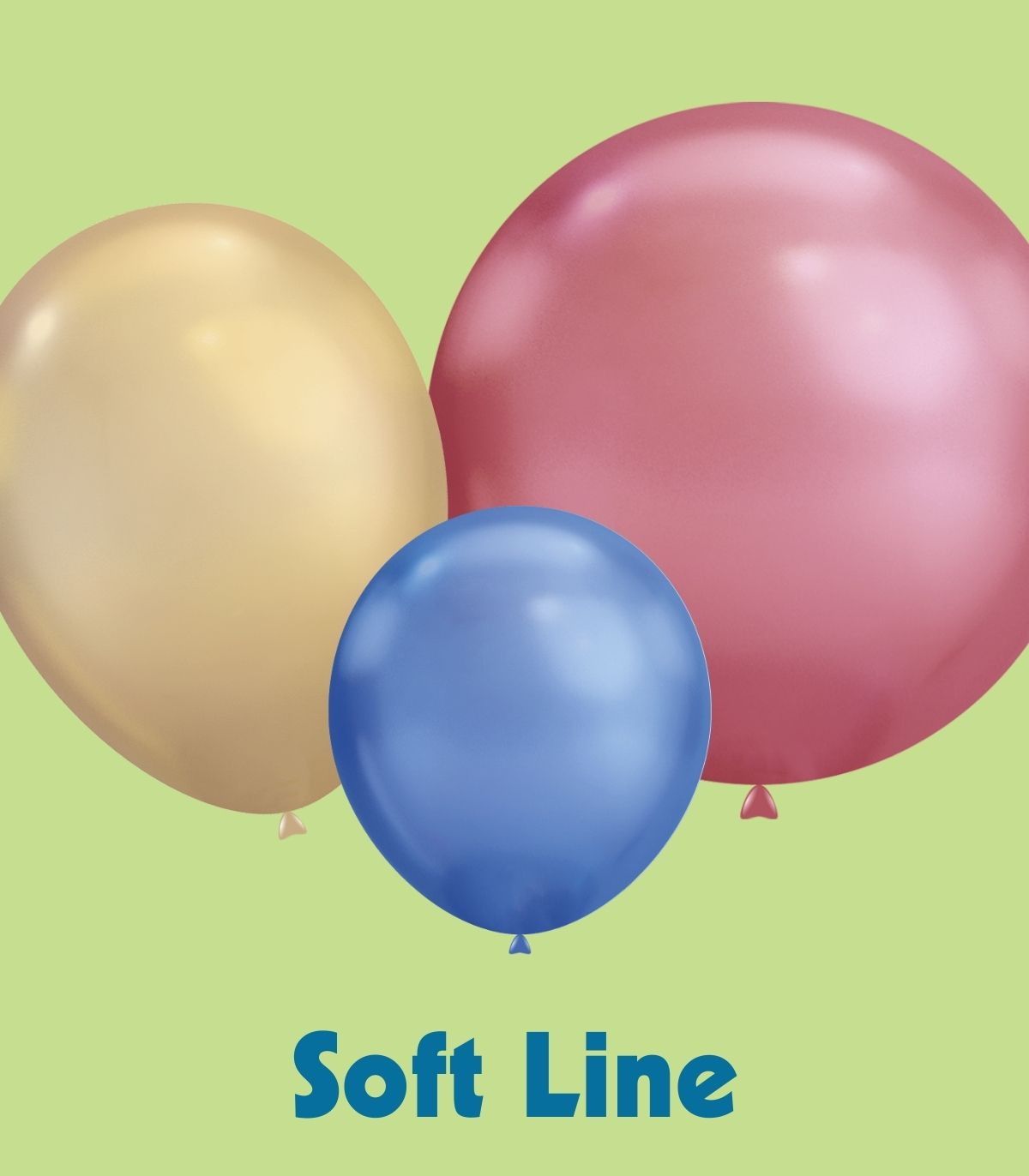 Latexballons der Soft Line in Gold, Rosa und Blau