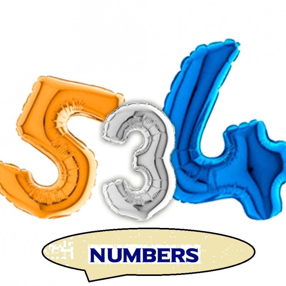 Folienzahlen 5, 3 und 4 als Motiv für Zahlenballons