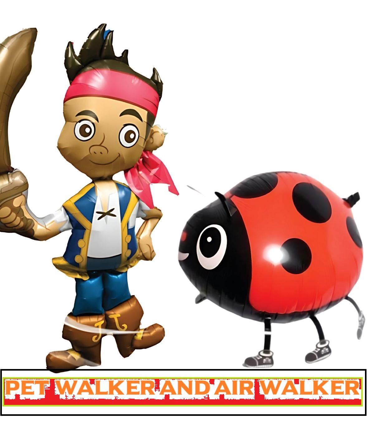 Walker-Ballons mit Piratenfigur und Marienkäfer